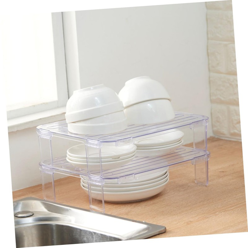 SHOWERORO 2pcs stacking shelf freezer rack Kitchen Storage Rack foldable