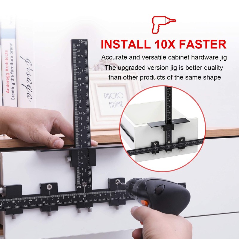 Lonfu Cabinet Hardware Jig for Handles, Adjustable Template with Convenient