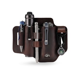 ST2 Leather Multitool Sheath, EDC Leather Belt Organizer, Belt EDC Organizer for Leatherman Tools, Flashlight, Pen, and Keychain Clip, Great for Work and Daily Use, Ideal Gift for Men