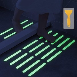 Bathtub Non Slip Stickers Luminous Shower Mats for Showers Anti Slip Bath Tub Stickers with Scraper,Adhesive Showers Treads Slip Strip for Bath,Boats,Stairs,Swimming Pools,Health Clubs-24 Pcs