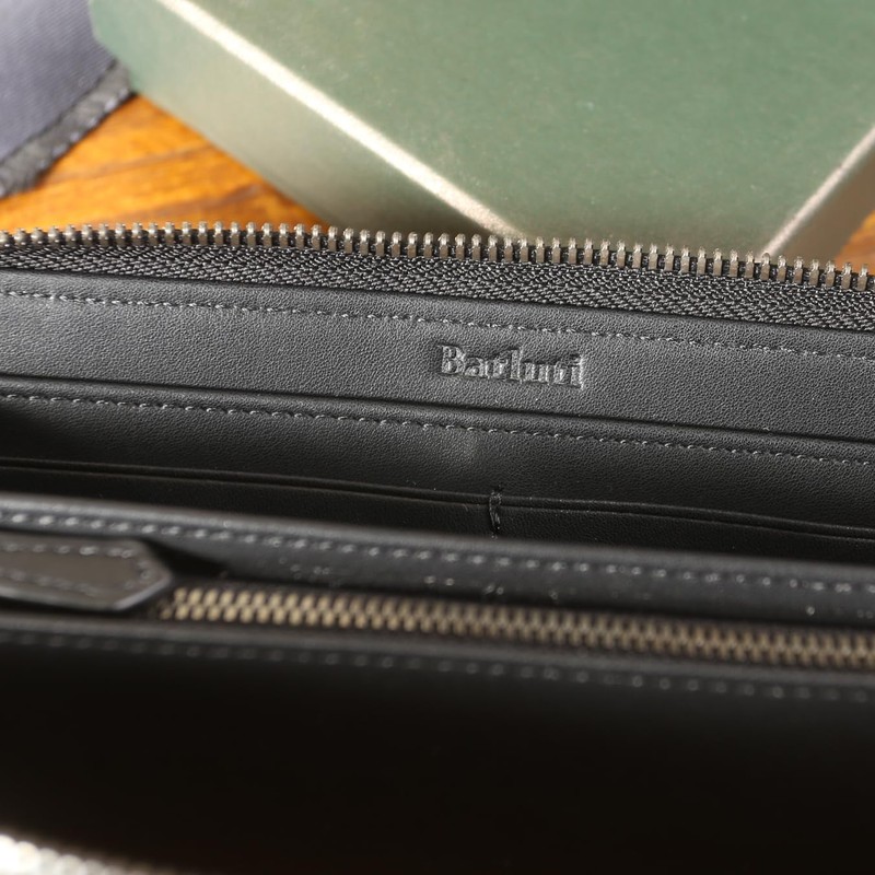 BATLUTI Men's Long Wallet, Round Zipper, Genuine Leather, Antique Leather,
