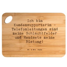 Mr. & Mrs. Panda Bambus - Schneidebrett Spruch Kundensupporterin Heldin - Geschenk, Telefonleitung, Geschenke mit Herz, Hilfsbereitschaft,