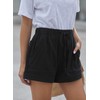 HVEPUO Women's Cotton Linen Shorts, Elastic Band Hot Pants, Summer
