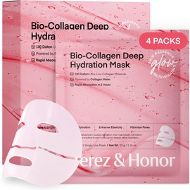 Korean Collagen Face Mask Overnight: 100 Dalton Ultra Low Bio Collagen Gel Mask for Glass Glow Skin, Deep Hydration, Anti-Wrinkle & Fine Lines, Pore Minimizing, Facial Elasticity & Firming, 33g x 4ea