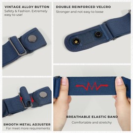 BELTROAD No Buckle Belts for Men Women Side Belt without Buckle Elastic Stretch Adjustable Belt 1.5 Inch Invisible Belt