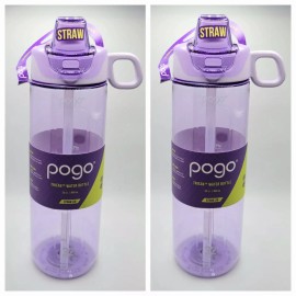 Pogo 2 Pogo Sport Tritan Plastic Water Bottle Soft Straw Flip Lid LILAC 32oz PBA-FREE