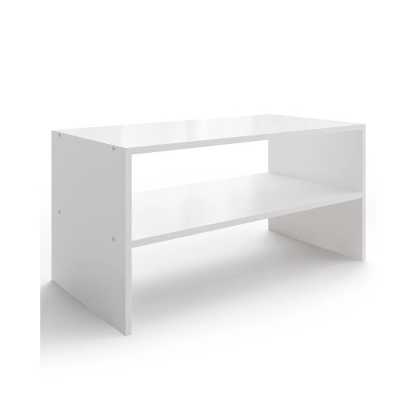 Lowosa 2-Tier Stackable White Shoe Rack Wooden 2-Shelf Shoe Organizer