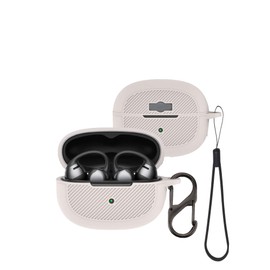 Case for SHOKZ OpenDots ONE Earbuds, Soft Silicone Shockproof Protective Cover with Carabiner and Lanyard (Gray)
