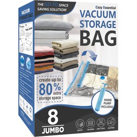 Vacuum Storage Bags for Clothes Blankets,and Comfortersg 7-Piece set (2S+2M+2 L+1 Jumbo）vacuum storage with 1 Hand Pump Included space saver vacuum storage bags
