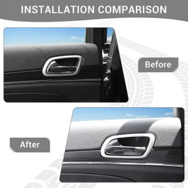 PDKLIN for Grand Cherokee Carbon Fiber Inner Door Handle Bowl Trim Cover Kit for 2011-2020 Jeep Grand Cherokee Carbon Fiber Interior Accessories 4pcs