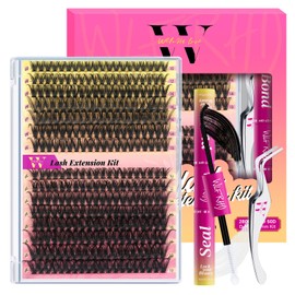 Wimpernverlängerungsset 300-teiliges Wimpernbüschel 40D 50D DIY-Wimpernverlängerungsset Einzelwimpern Wimpernbüschelset mit Wimpernkleber und -versiegelung, Wimpernpinzette (Mix 10-18 mm Set)