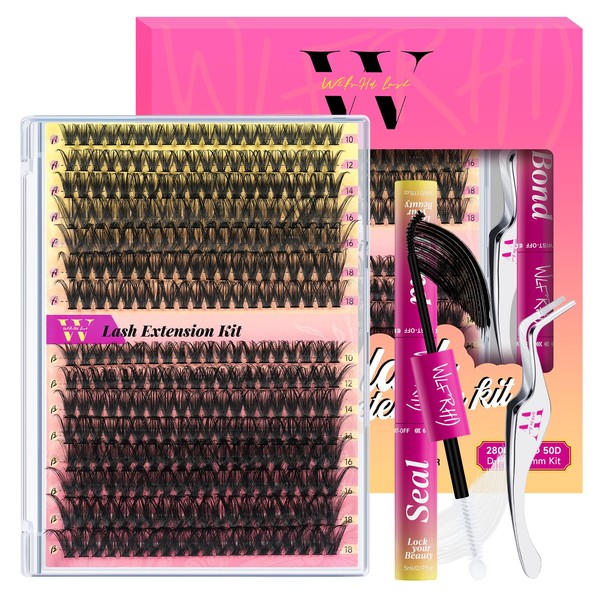 Wimpernverlängerungsset 300-teiliges Wimpernbüschel 40D 50D DIY-Wimpernverlängerungsset Einzelwimpern Wimpernbüschelset mit Wimpernkleber