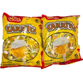 Vero Mexican Candy Tarrito Fruit Flavored Lollipops, 40 Count Bag (Pack of 2) with FREE Cachepigui Lollipop Candy (1BAG)+ FREE Pulparin Dots (4 Flavors) + FREE 5 piece Tama Roca
