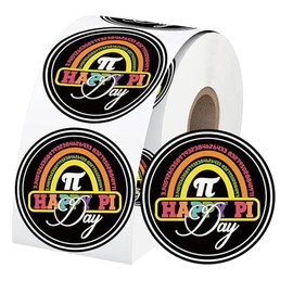 500PCS Happy Pi Day Stickers – 2 Inch Circular Math Theme Stickers for Party Decorations, Classroom Activities, Scrapbooking, and Gifts