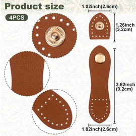 Joez Wonderful 4 Sets Leather Snap Buckles Snap Button Closure, Sew On Leather Purse Closure Fasteners for Purse Wallet Bags Notebook Purse Making Supplies (Light Brown)