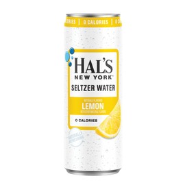Hal’s New York Seltzer Water, Lemon Sparkling Water, 12 Fl Oz Slim Can (Pack of 24)