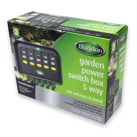 Blagdon 1040235 Powersafe Garden & Pond Safe Weatherproof Electrical Switch Box, 5 Outlet, Black