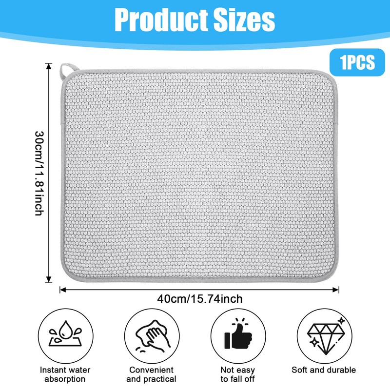 Giantree Small Microfiber Dish Drying Mat, Absorbent Dish Drainer Mats