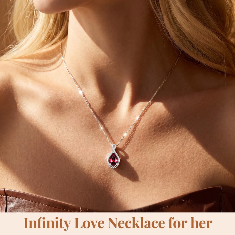 CDE Infinity Teardrop Birthstone Necklace Adjustable Jewelry for Women Gift