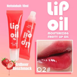Lip Oil Glow, 3 Stück Getönter Lippenöl Fruchtgeschmack, Feuchtigkeitsspendendes Lip Gloss, Glänzender Lipgloss für Langanhaltend Glossy Pflegende Lippen & Lippenfalten Aufhellen