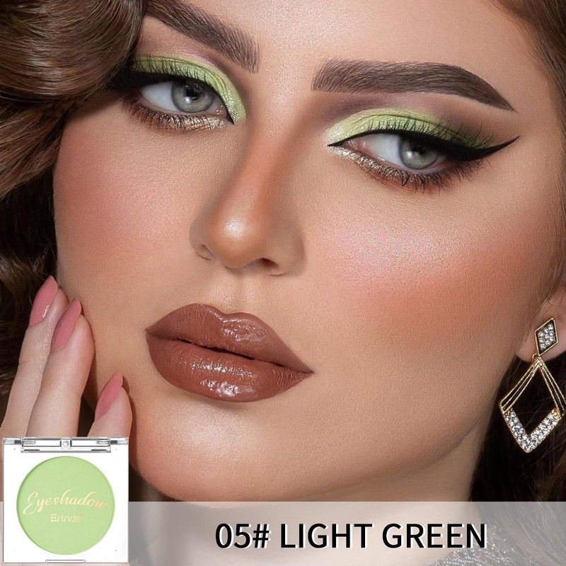 Erinde Single Green Eyeshadow Palette, Nude Shades Green Matte Eyeshadow