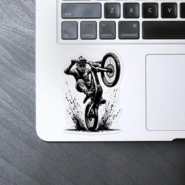 Medium 100mm 'Muddy Mountain Bike Wheelie' Transparent/Clear Sticker Decal for Windows/Cars/Walls (DC00133829)