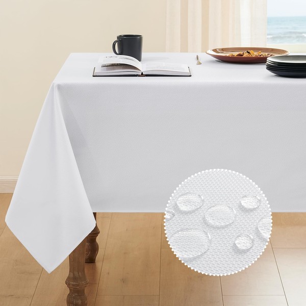 Veblandy Textured Tablecloth Rectangle Waterproof Table Cloth, Washable Table Cover