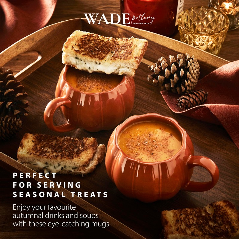 Wade WA976005ORA Set of 2 Pumpkin Shaped Mugs with Smooth