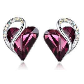 Leafael Infinity Love Heart Earrings for Women, Birthstone Crystal Earrings with Healing Stones, Allergy-Free Jewelry for Women with Gift Box, Silver-tone Crystal Stud Earrings for Women