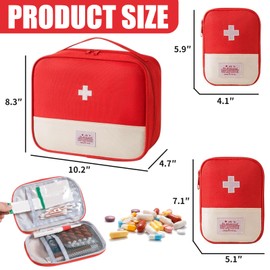 Hshenjhu 3 Stück Medikamententasche, Große Kapazität Reiseapotheke Tasche Wasserdicht, Tragbar Medizin Aufbewahrungstasche, Notfalltasche Leer für Schule, Home, Office, Camping und Wandern(Rot)
