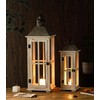 TIMRIS Large Rustic Wooden Decorative Lantern Set of 2, Modern