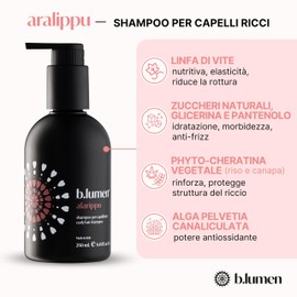 B.lumen Alarippu Shampoo for Curly Hair 250 ml Based on Vital Lymph and with 100% Vegetable Phyto-Keratin