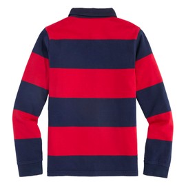 vineyard vines Boys' Striped Cotton Rugby Shirt, Red Velvet
