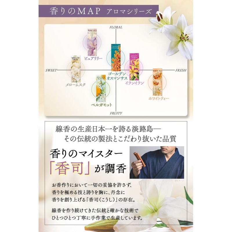 【A refreshing scent with a transparent feel】Incense Pure Lily Incense