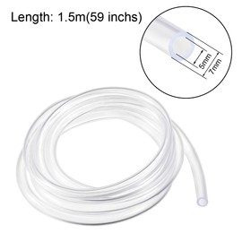 sourcing map PVC Hose Tube, 5mm(0.19") ID x 7mm(0.27") OD 1.5m/4.9ft Clear Vinyl Tubing, Plastic Flexible Water Pipe