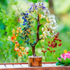YATSKIA Crystals and Healing Stones - Chakra Tree of Life - Healing Crystals - Meditation Accessories - Chakra Stones - Spiritual Decor - Tree of Life Decor - Stones and Crystals - Artificial Tree