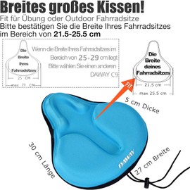 Daway C6 Comfortable Bicycle Saddle Cover with Foam Gel Padding, blue