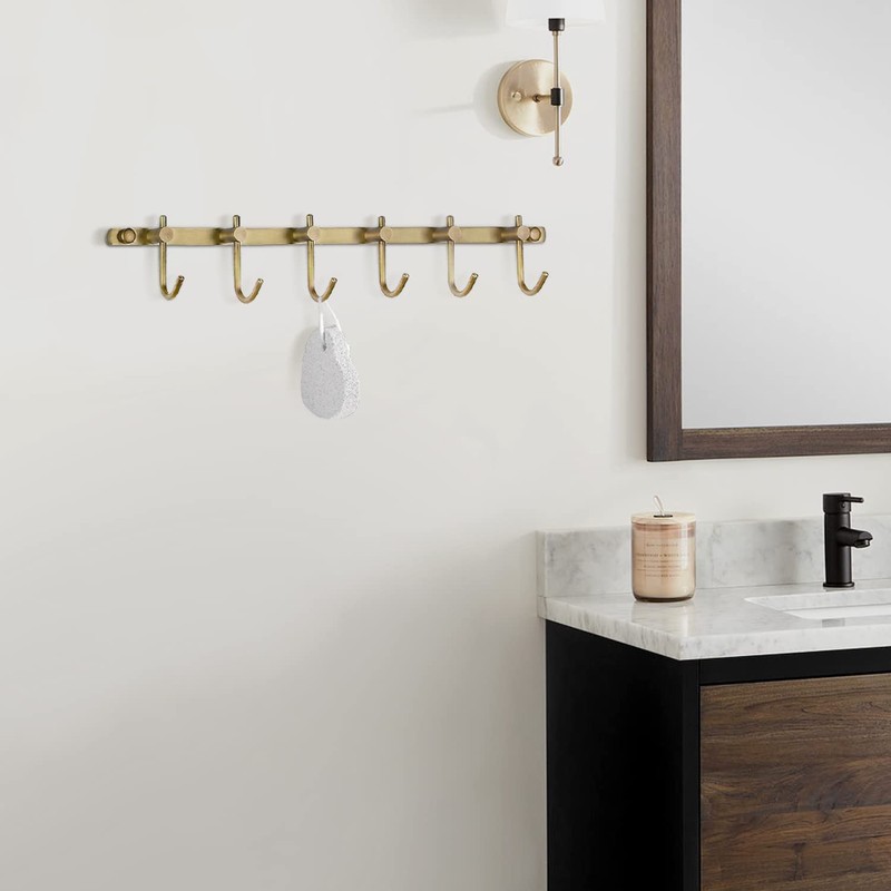 WINCASE Brass Hook Rack, Bathroom Towels Hooks Coat Rack, Antique