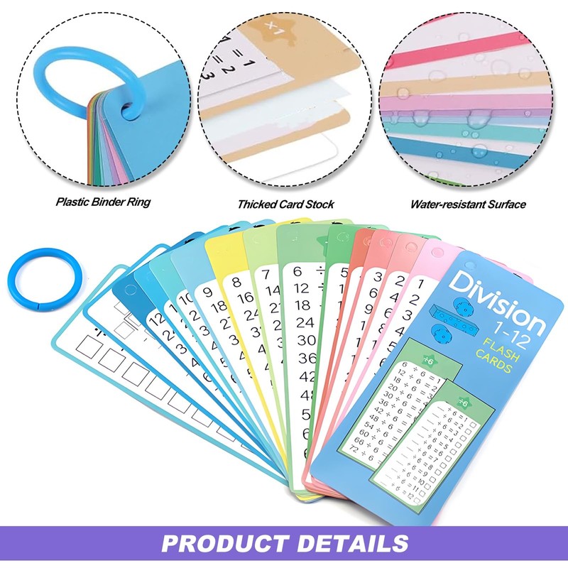 Multiplication Division Flash Cards, 2 Pack Times Table Math Flash