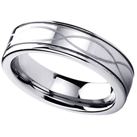 DoubleAccent 6mm Titanium Wedding Bands Promise Rings Laser Etched Infinity Patterned Comfort Fit Ring