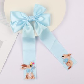 Easter Hair Bows Bunny Hair Clip Blue Silk Bow Hair Alligator Barrette Long Hair Ribbon Bow Easter Hair Accessories For Women Girls