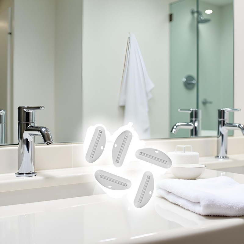 Zhuluck 5Pcs White Toothpaste Squeezer,Plastic Toothpaste Tube Squeezer Dispenser,Toothpaste Clips