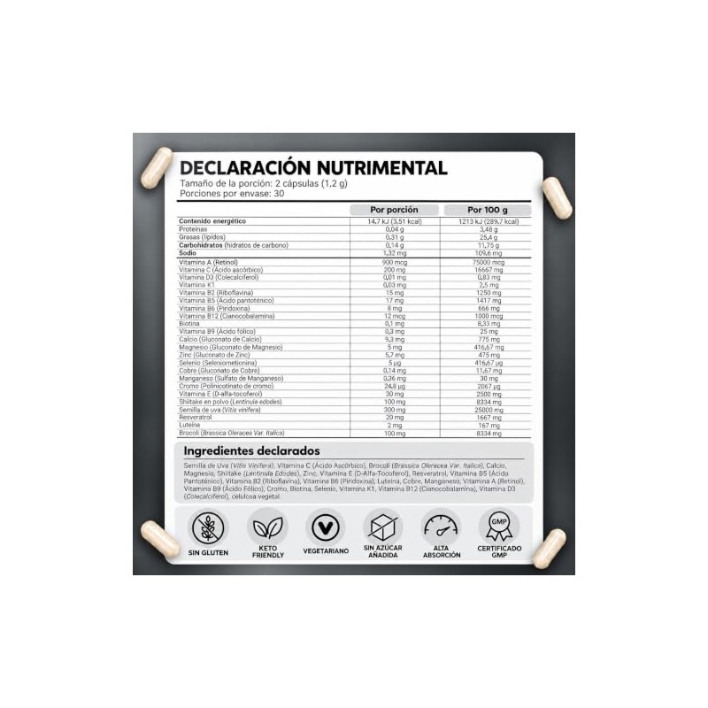 Multivitaminico Hombre Multi Men 200mg Por Porción Formula Magnesio Resveratrol