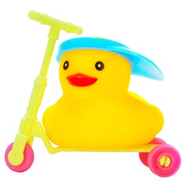AOT Yellow Rubber Duck with Mini Scooter,Cute Car Dashboard Decoration Squeaky Duck for Jeep Ducking Party Favors Ducky with Blue Hat