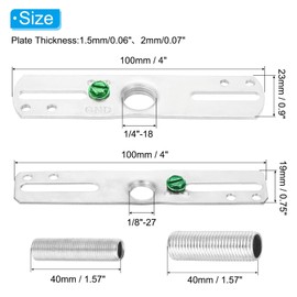 PATIKIL 4" Light Crossbar Kit, 4 Set Universal Light Fixture Mounting Bracket with 1/8IP and 1/4IP Tap Center Hole Ceiling Light Plate Canopy Hardware Set for Chandelier, Silver Tone