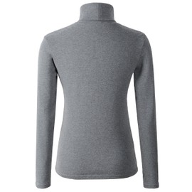 HieasyFit Women's Soft Cotton Turtleneck Top Basic Layer Darkgray S
