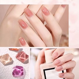 SAVILAND- Esmalte de uñas en gel Saviland Jelly, kit de esmalte de uñas en gel Sheer Milky Pink Nudes con luz UV LED