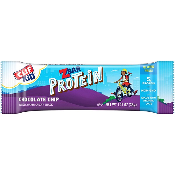 CLIF KID ZBAR - Protein Granola Bars - Chocolate Chip - Non-GMO - Organic -Lunch Box Snacks (1.27 Ounce Energy Bars, 5 Count)