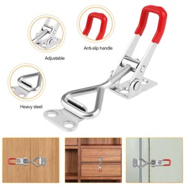 Pack of 4 Tension Lock Box Clasp, Metal Lever Clasp, Stainless Steel, Small Toggle Lever Tensioner, Adjustable Toggle Lever Tensioner, Hold Capacity Latch for Cupboard