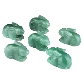 KYEYGWO Crystal Decor Rabbit Sculpture, Pocket Stone Bunny Figure Natural Stones Healing Talisman Fengshui Sculpture Animal Ornament for House Decor, 2 Inches Green Aventurine